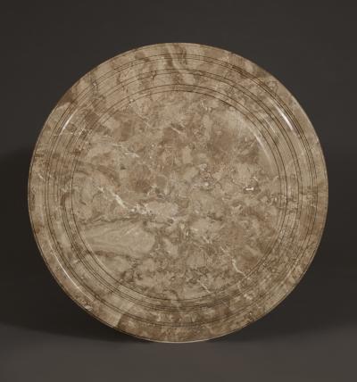 A Mahogany Neoclassical Center Table With Concentric Turned Marble Molded Top