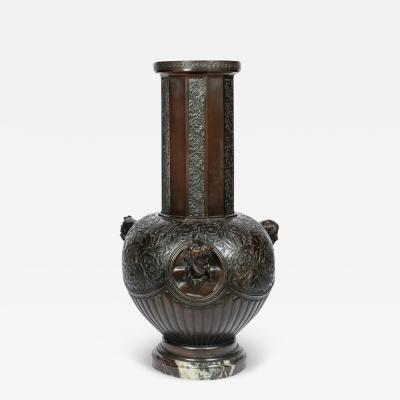 A Majestic and Monumental Patinated Bronze Vase With Regal Roman Emperors