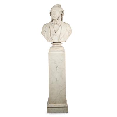 A Marble Bust on Pedestal of Richard Cobden by Neville Northey Burnard 1865