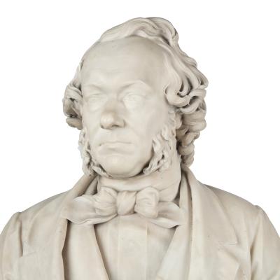 A Marble Bust on Pedestal of Richard Cobden by Neville Northey Burnard 1865