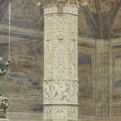 A Marrani Antique watercolour of Palazzo Signoria in Florence