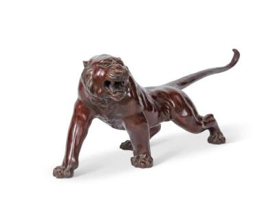 A Massive Japanese Patinated Bronze Sculpture of a Tiger Meiji Period