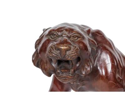 A Massive Japanese Patinated Bronze Sculpture of a Tiger Meiji Period