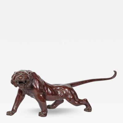 A Massive Japanese Patinated Bronze Sculpture of a Tiger Meiji Period