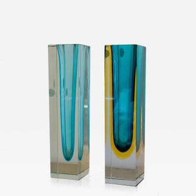 A Match Pair of Heavy Murano Glass Vases