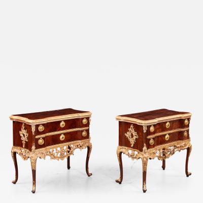A Matched Pair of Altona Walnut and Gilt Commodes
