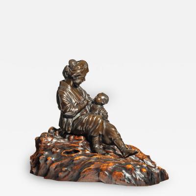 A Meiji period bronze sculpture of a mother and son by Atsuyoshi