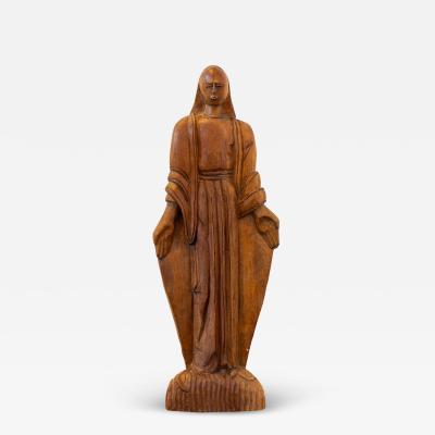A Mexican Carved Wooden Figure of an Evangelical Woman 1920s