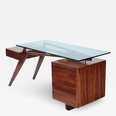 A Mid Century Modern Italian glass top desk circa 1960