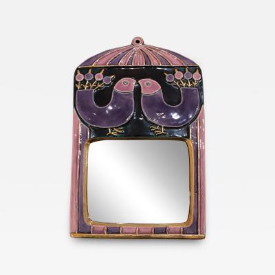 A Mithe Espelt Ceramic Purple Bird Mirror circa 1965