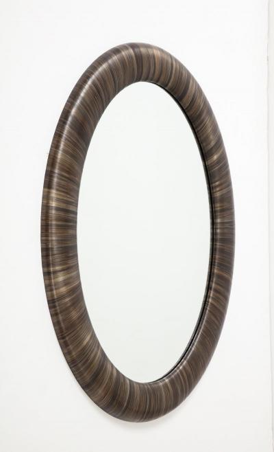 A Modernist Mirror executed in meticulous straw marquetry