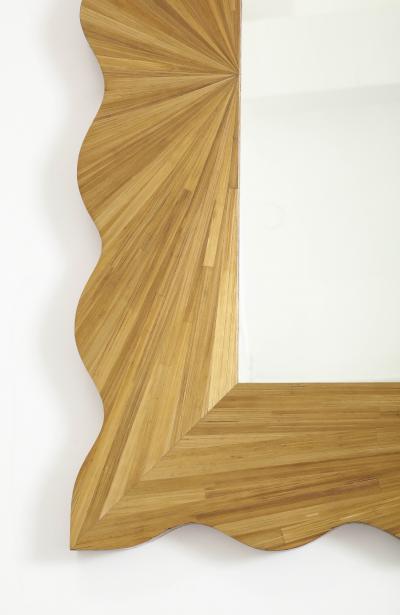 A Modernist rectangular mirror of contemporary straw marquetry