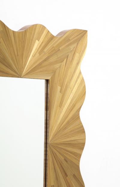 A Modernist rectangular mirror of contemporary straw marquetry