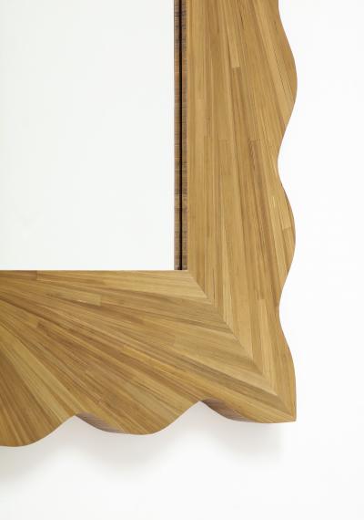 A Modernist rectangular mirror of contemporary straw marquetry