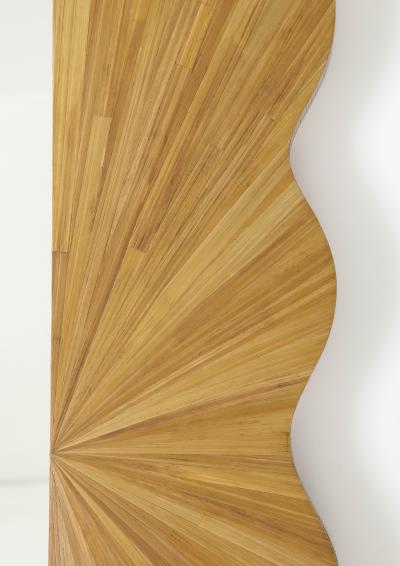 A Modernist rectangular mirror of contemporary straw marquetry