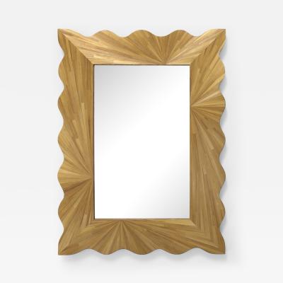A Modernist rectangular mirror of contemporary straw marquetry