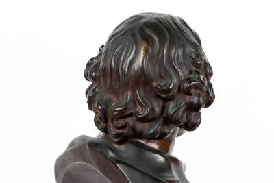 A Monumental French Patinated Bronze Bust of William Shakespeare after Houdon