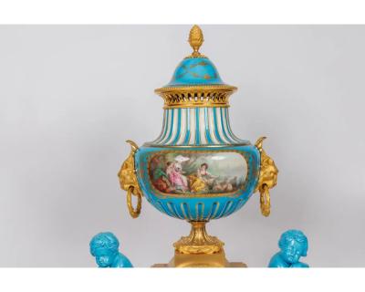 A Monumental and Exceptional French Ormolu and Turquoise Sevres Porcelain Clock