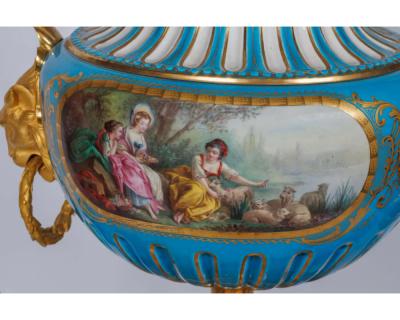 A Monumental and Exceptional French Ormolu and Turquoise Sevres Porcelain Clock