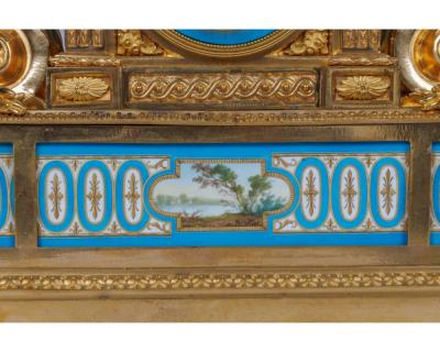 A Monumental and Exceptional French Ormolu and Turquoise Sevres Porcelain Clock