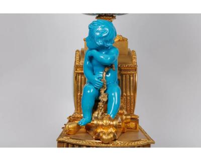A Monumental and Exceptional French Ormolu and Turquoise Sevres Porcelain Clock