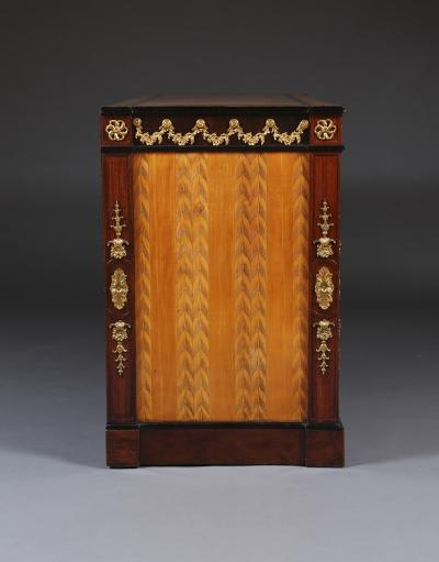 A Most Unusual George III Two Door Gilt Brass Mounted Side Cabinet