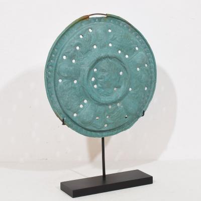 A Mounted 17th Century Folk Art Brass Bassinoire Cover from France