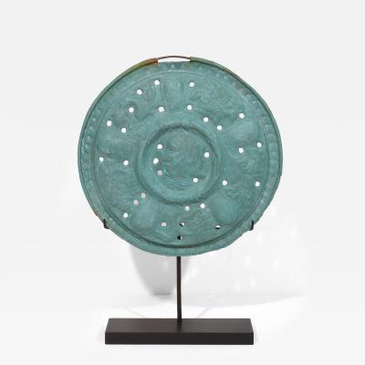 A Mounted 17th Century Folk Art Brass Bassinoire Cover from France