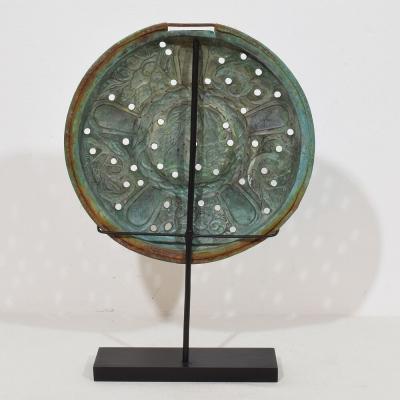 A Mounted 17th Century Folk Art Brass Bassinoire Cover from France