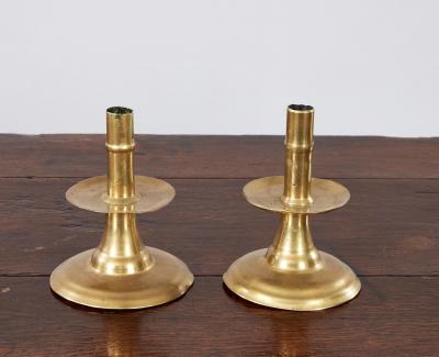 A Near Pair of 17th c English Brass Candlesticks