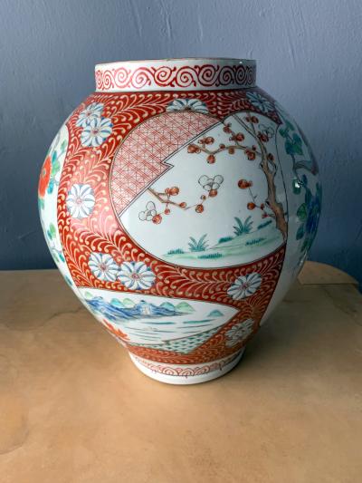 A Near Pair of Antique Japanese Arita Export Ceramic Jars