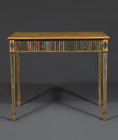 A Neoclassical Center Table Base With Panels Representing Hardstones And Marbles