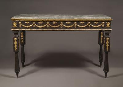 A Neoclassical Period Ebonized And Giltwood Side Table