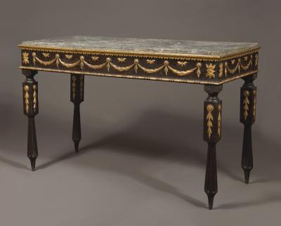 A Neoclassical Period Ebonized And Giltwood Side Table