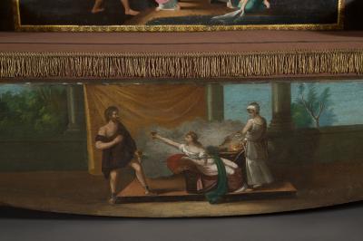 A Neoclassical Polychrome Painted Sofa Depicting Two Scenes From Homers Odyssey