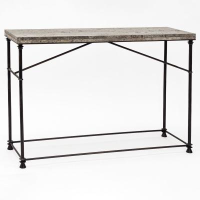 A Neoclassical style bronze and travertine console table Contemporary