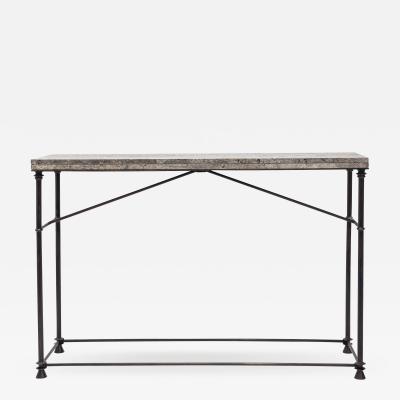 A Neoclassical style bronze and travertine console table Contemporary