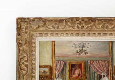 A Oil on Canvas Painting of and Interior