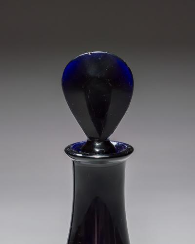 A PAIR OF BRISTOL BLUE SPIRIT DECANTERS