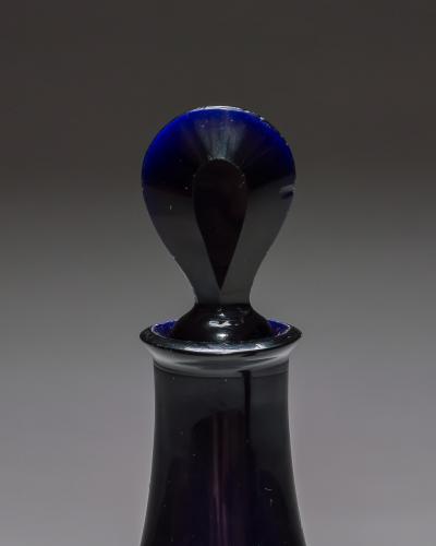 A PAIR OF BRISTOL BLUE SPIRIT DECANTERS