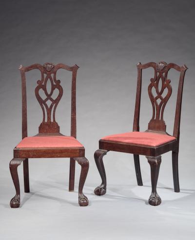 A PAIR OF CHIPPENDALE CHAIRS