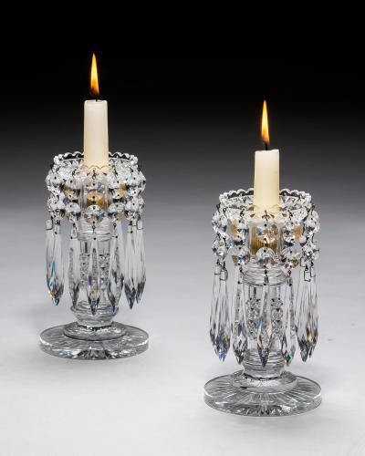 A PAIR OF DIAMOND CUT REGENCY LUSTRES