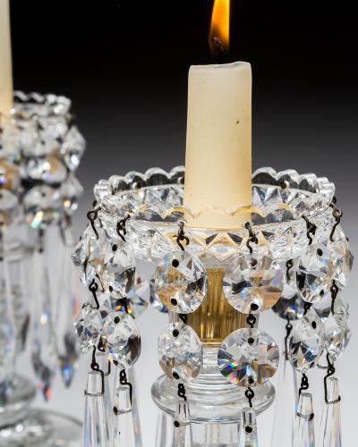 A PAIR OF DIAMOND CUT REGENCY LUSTRES