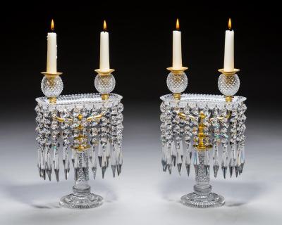 A PAIR OF DIAMOND CUT REGENCY TRAY LIGHTS