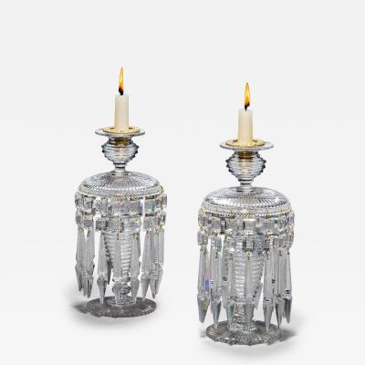 A PAIR OF ELABORATELY CUT REGENCY LUSTRES
