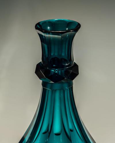 A PAIR OF ELEGANT GREEN CARAFES