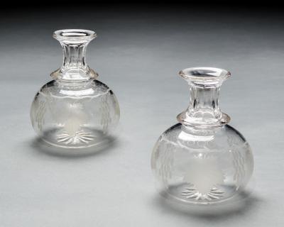 A PAIR OF ENGRAVED WATER CARAFES