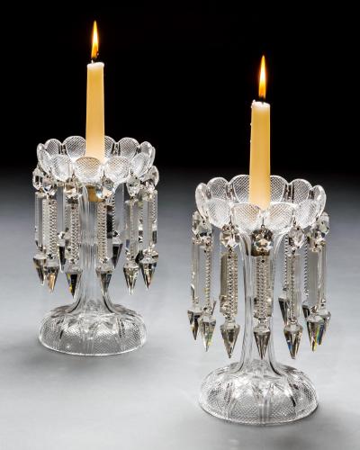 A PAIR OF FINE DIAMOND CUT VICTORIAN LUSTRES