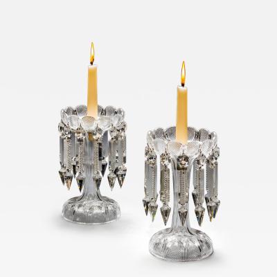 A PAIR OF FINE DIAMOND CUT VICTORIAN LUSTRES