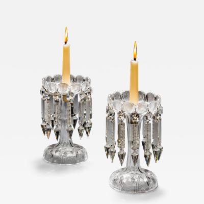 A PAIR OF FINE DIAMOND CUT VICTORIAN LUSTRES